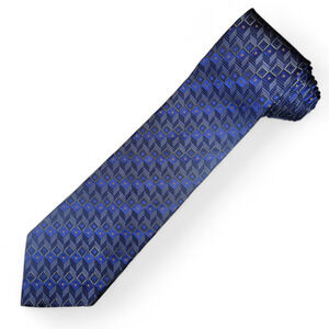 XMI Platinum Blue‎ Geometric 3D Tie All Silk, From Italy, Made in USA Unique 59"